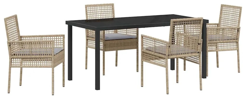Conjunto de Jantar de Jardim com Almofadas Bege Rattan Polímero