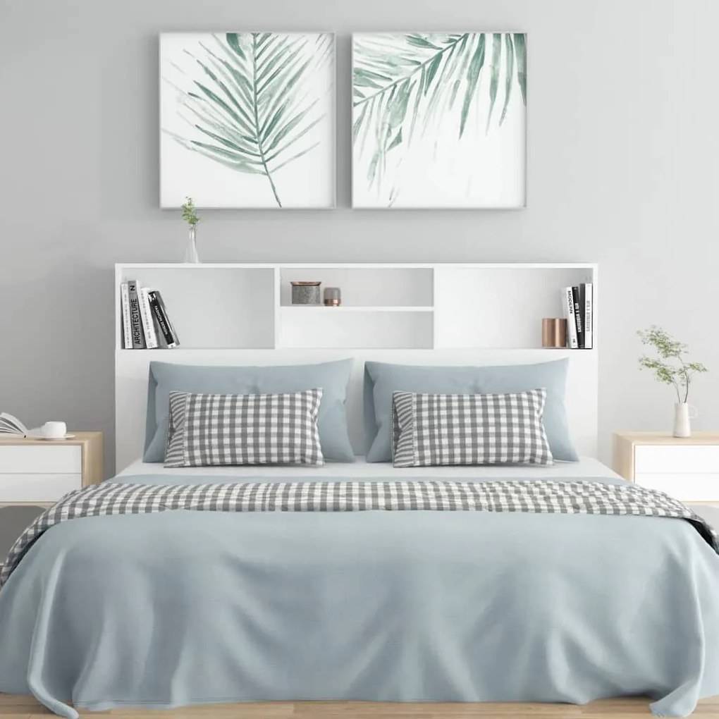 Cabeceira de Cama Dakota com Prateleiras de 160cm - Branco - Design Nó