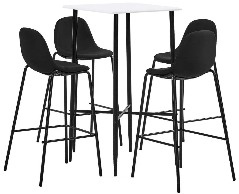 vidaXL 5 pcs conjunto de bar tecido preto