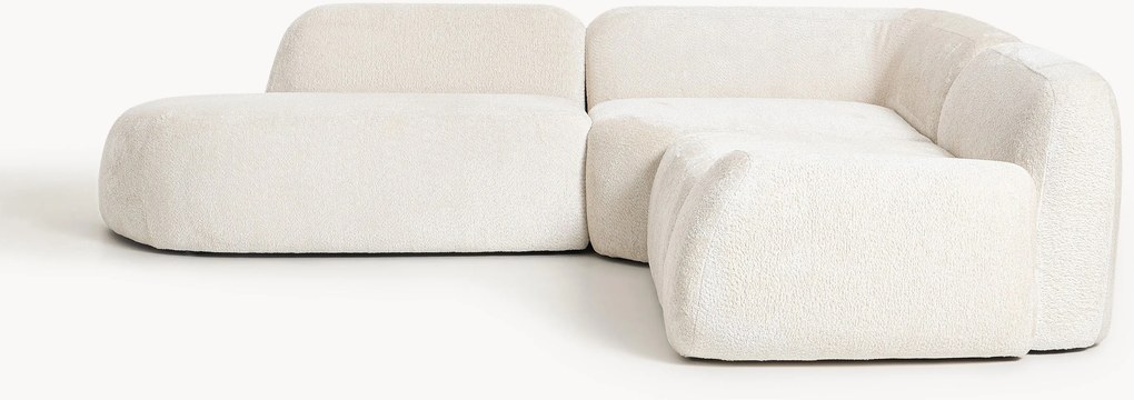 Sofá de canto modular em teddy-bouclé Wolke (4 lugares)