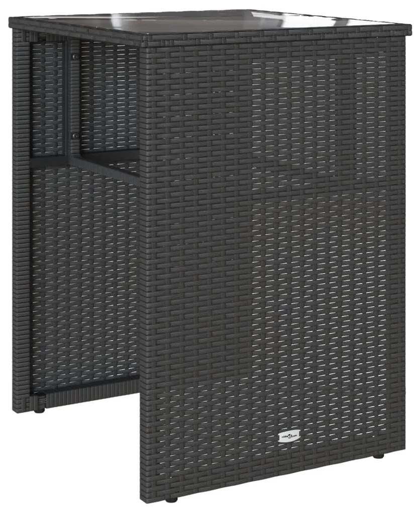 3 pcs conjunto de bistrô com almofadões vime PE preto