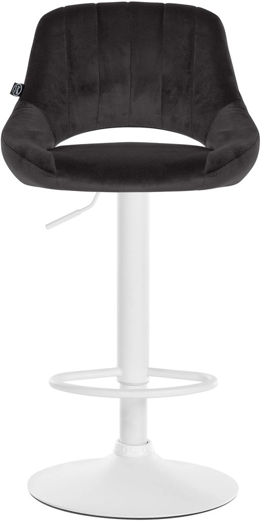 Banco alto Milet em veludo com estrutura branca 85-106 x 47 x 48 cm Preto