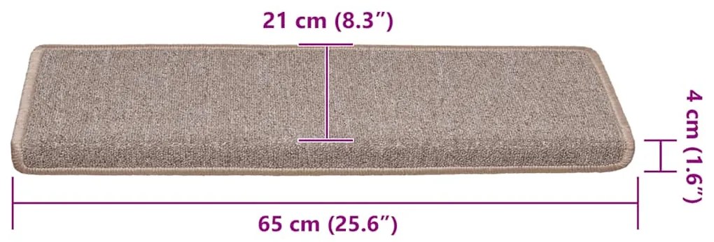 Tapetes de escadas 30 pcs 65x21x4 cm castanho-claro