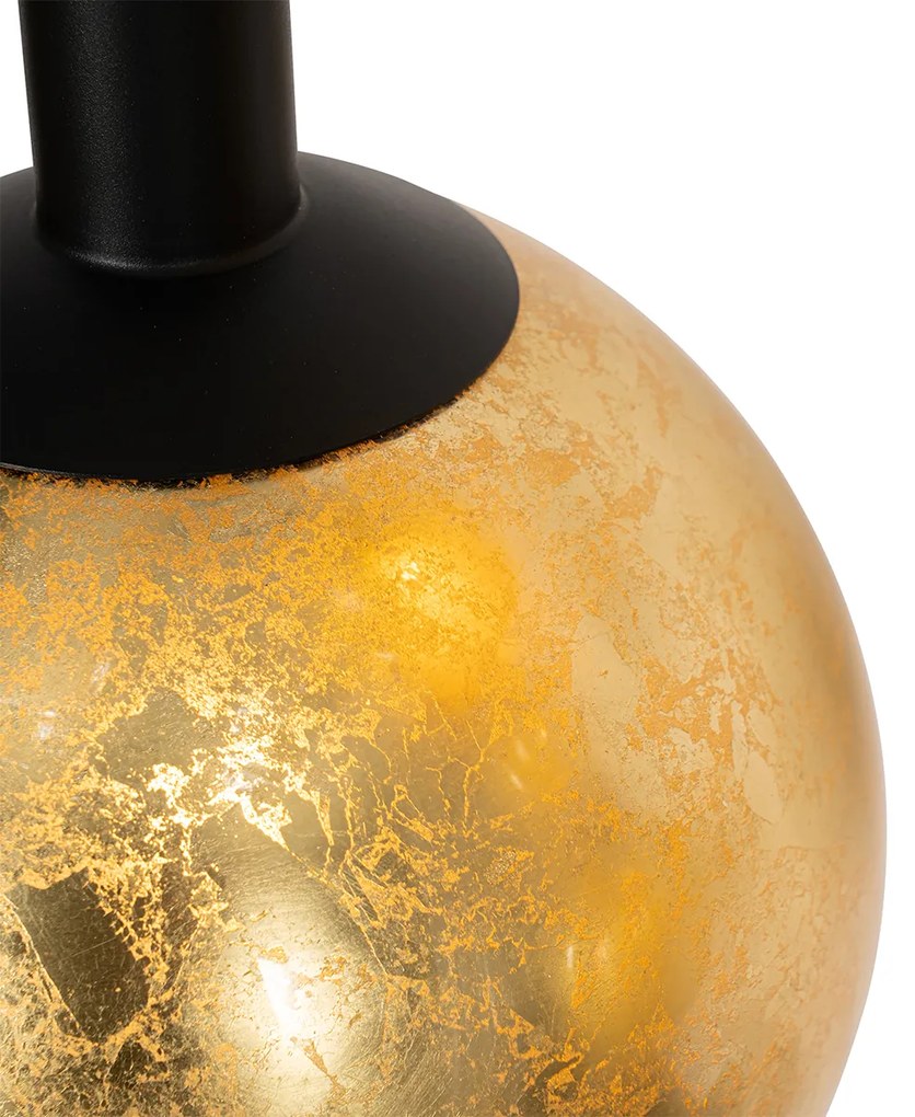 Candeeiro de suspensão design preto com vidro dourado 5 luzes - Bert Design
