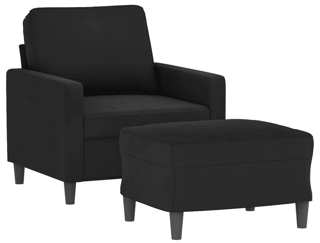 Poltrona com apoio de pés 60 cm veludo preto
