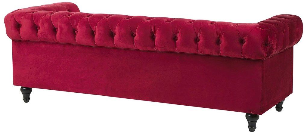 Conjunto de sofás com 4 lugares em veludo vermelho escuro CHESTERFIELD Beliani