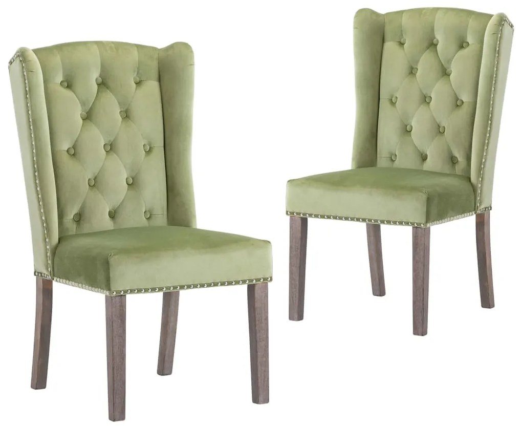 vidaXL Cadeiras de jantar 2 pcs veludo verde-claro