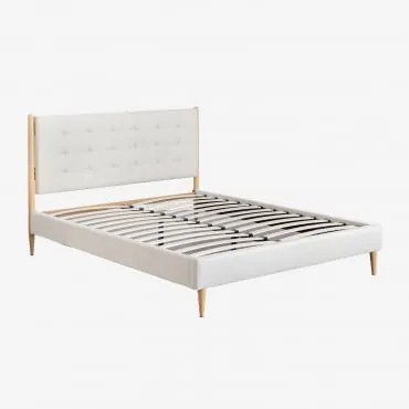 Cama Estofada Samira Tecido Branco Quebrado & 160 X 200 Cm - Sklum