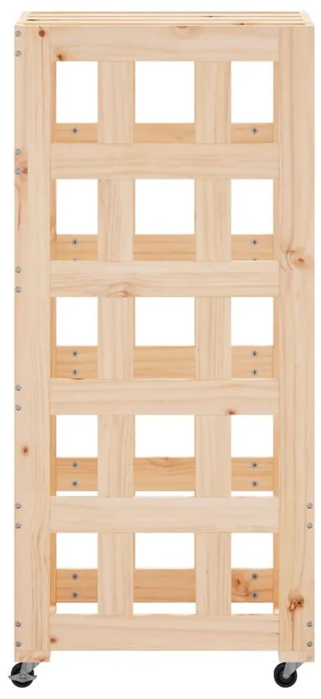 Suporte de Lenha c/ Rodas 40x49x110 cm - Pinho Maciço