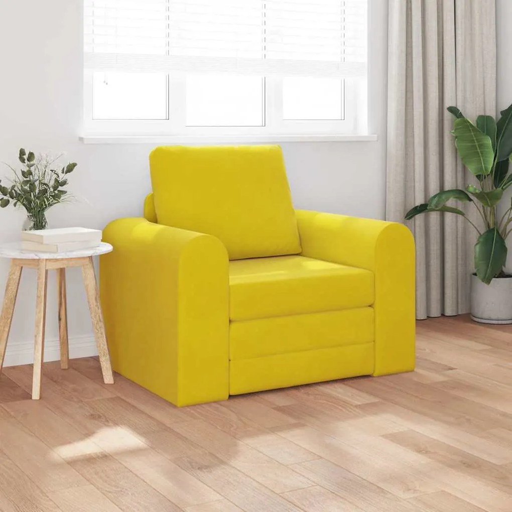 vidaXL Sofá-Cama Amarelo 98 x 71 x 83 cm Veludo