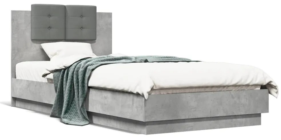 vidaXL Estrutura de cama c/ cabeceira derivados madeira cinza-cimento