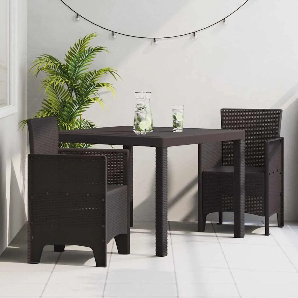 vidaXL Conjunto de Jantar para Jardim 3 pcs Castanho 100 x 100 x 73 cm