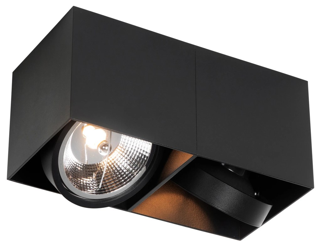 Projeto spot preto retangular AR111 2-light - Caixa Design