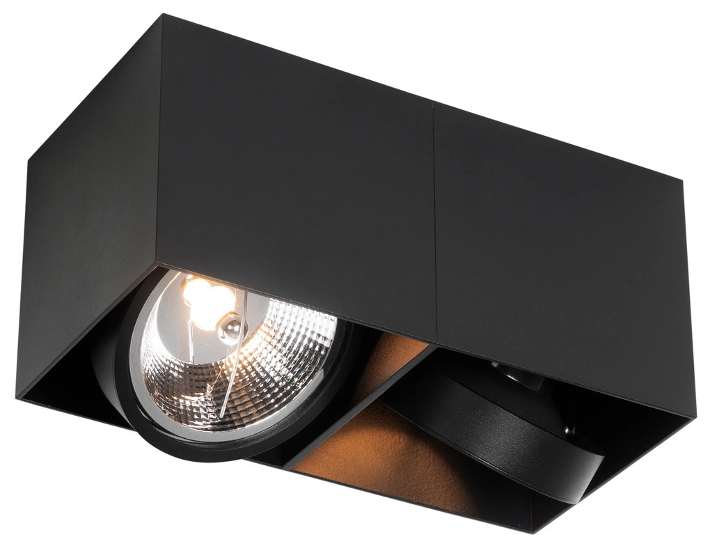 Projetores de design preto retangular AR111 2 luzes - Box Design