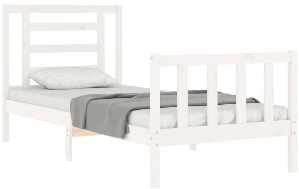 Cama sem colchão 100x200 cm madeira de pinho maciça branco