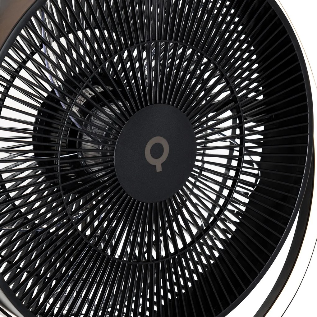 Ventilador de pé tripé preto com LED regulável em 3 níveis - Marleen Moderno