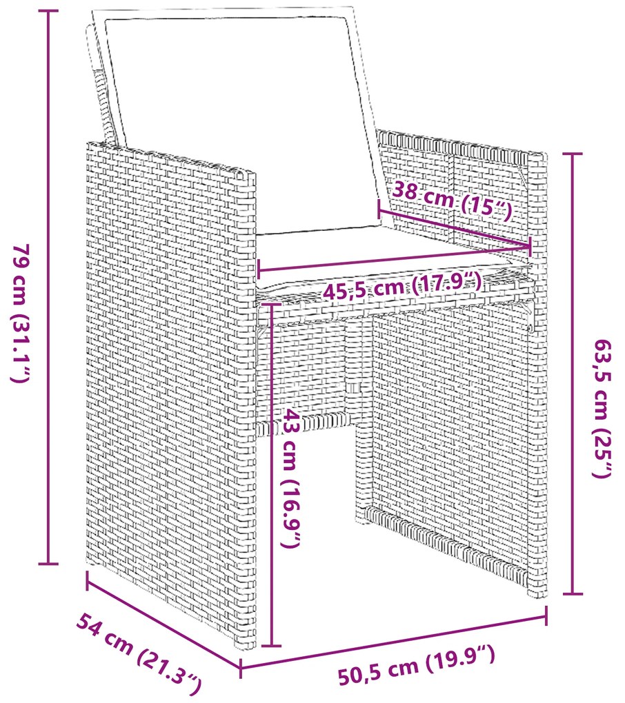 Conjunto de Jantar de Jardim de 9 Peças com Almofadas em Rattan Polipr
