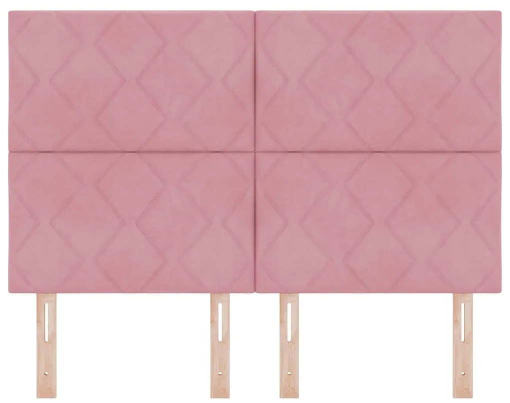 Cabeceira LED Bloco de Diamante Rosa 144 cm Veludo