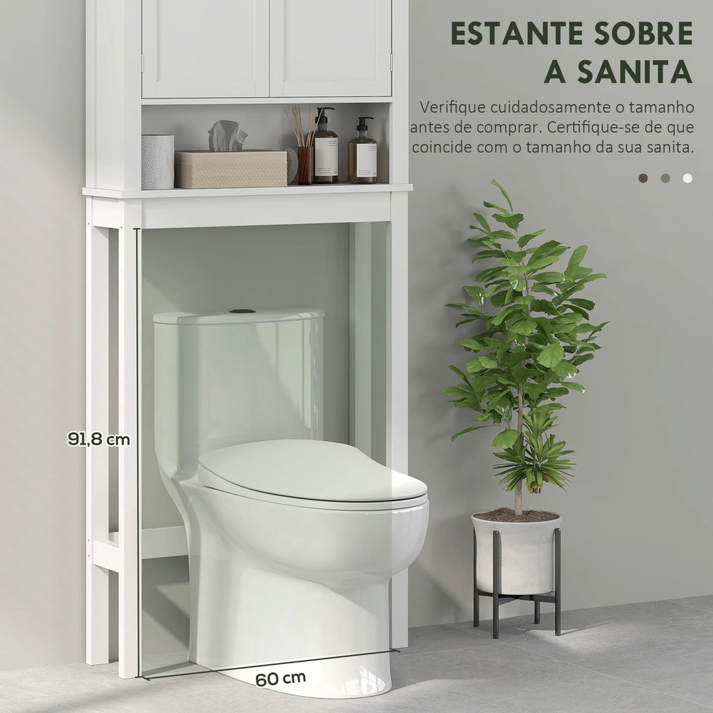 Móvel sobre Sanita Armário para Máquina de Lavar Roupa com 2 Portas Compartimento e Prateleira Ajustável 70x20x175 cm Branco