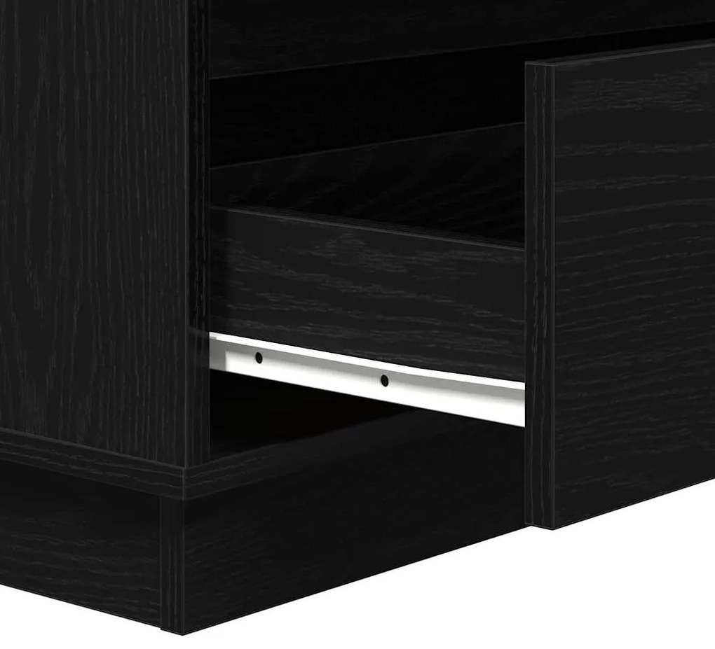 Criado-mudo vidaXL com LED Carvão Preto 71x34,5x75 cm em Madeira Engen