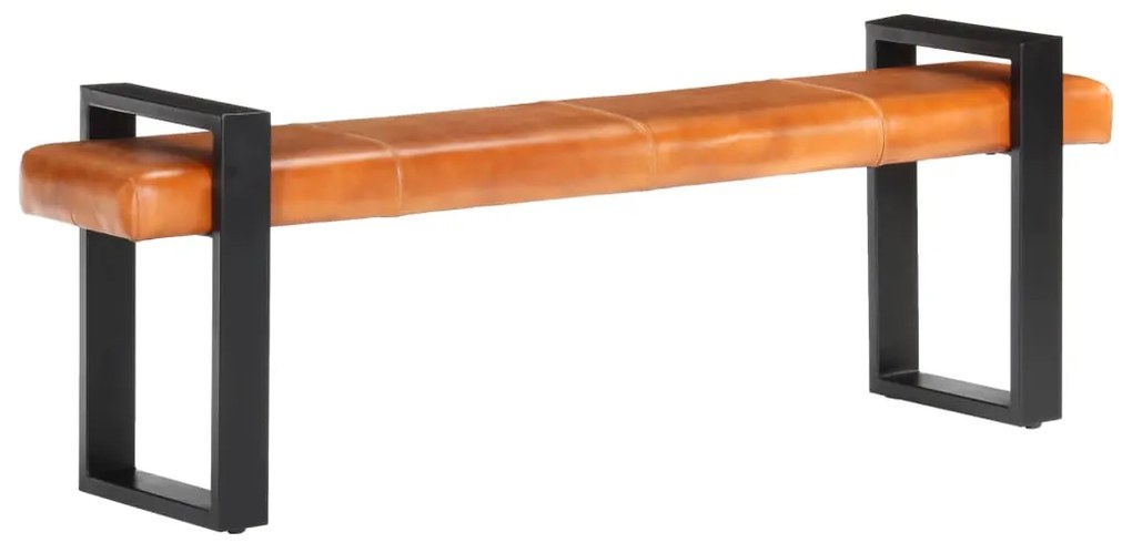 288081 vidaXL Banco 160 cm couro de cabra genuíno preto e castanho