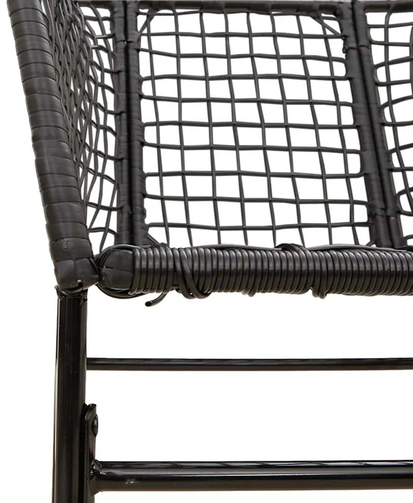 Conjunto de jantar jardim 7 peças vidro vime PE preto