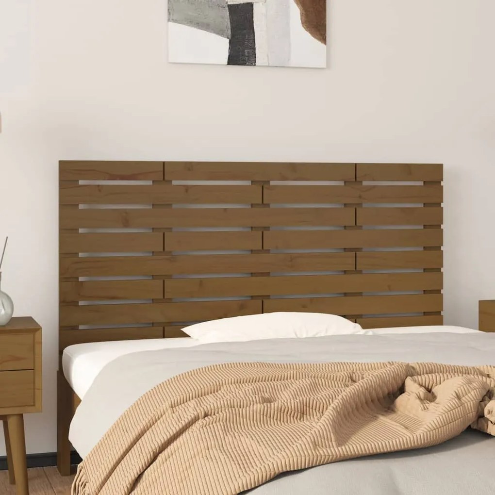 824731 vidaXL Cabeceira de parede 126x3x63 cm pinho maciço castanho-mel