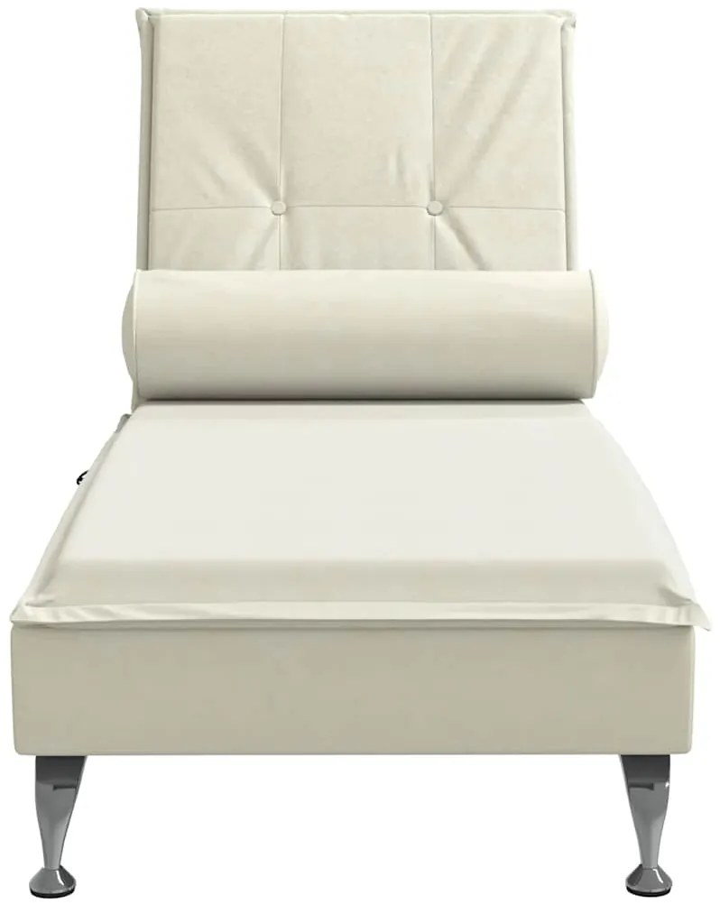 Chaise lounge de massagem com rolo veludo creme