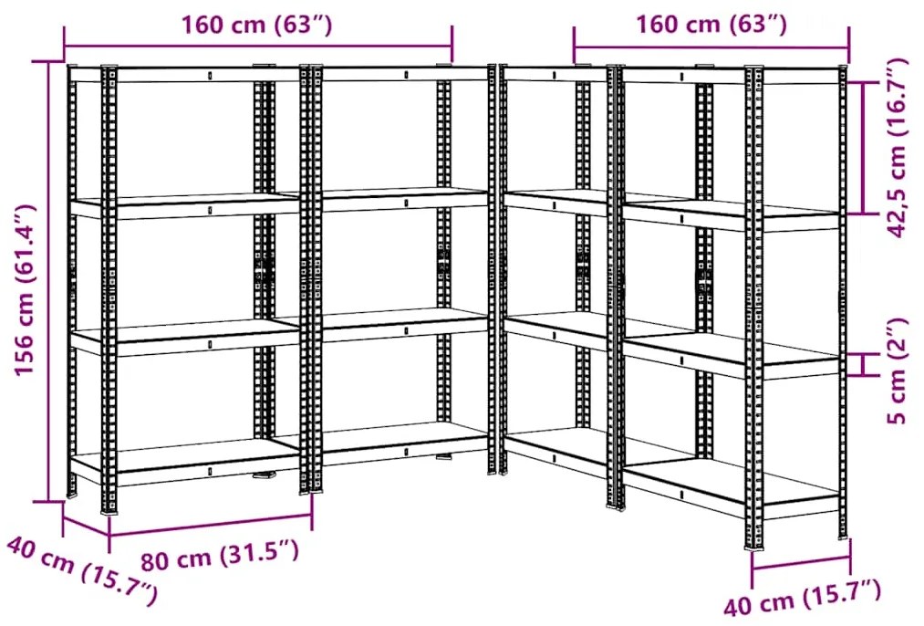 Prateleiras de armazenamento de 4 camadas 4 pcs aço prateado
