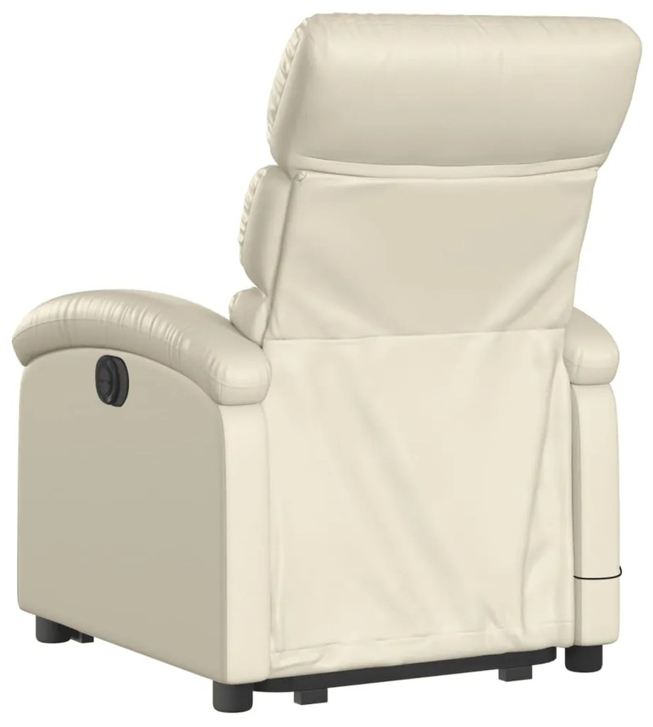 Poltrona reclinável de massagens couro artificial cor creme
