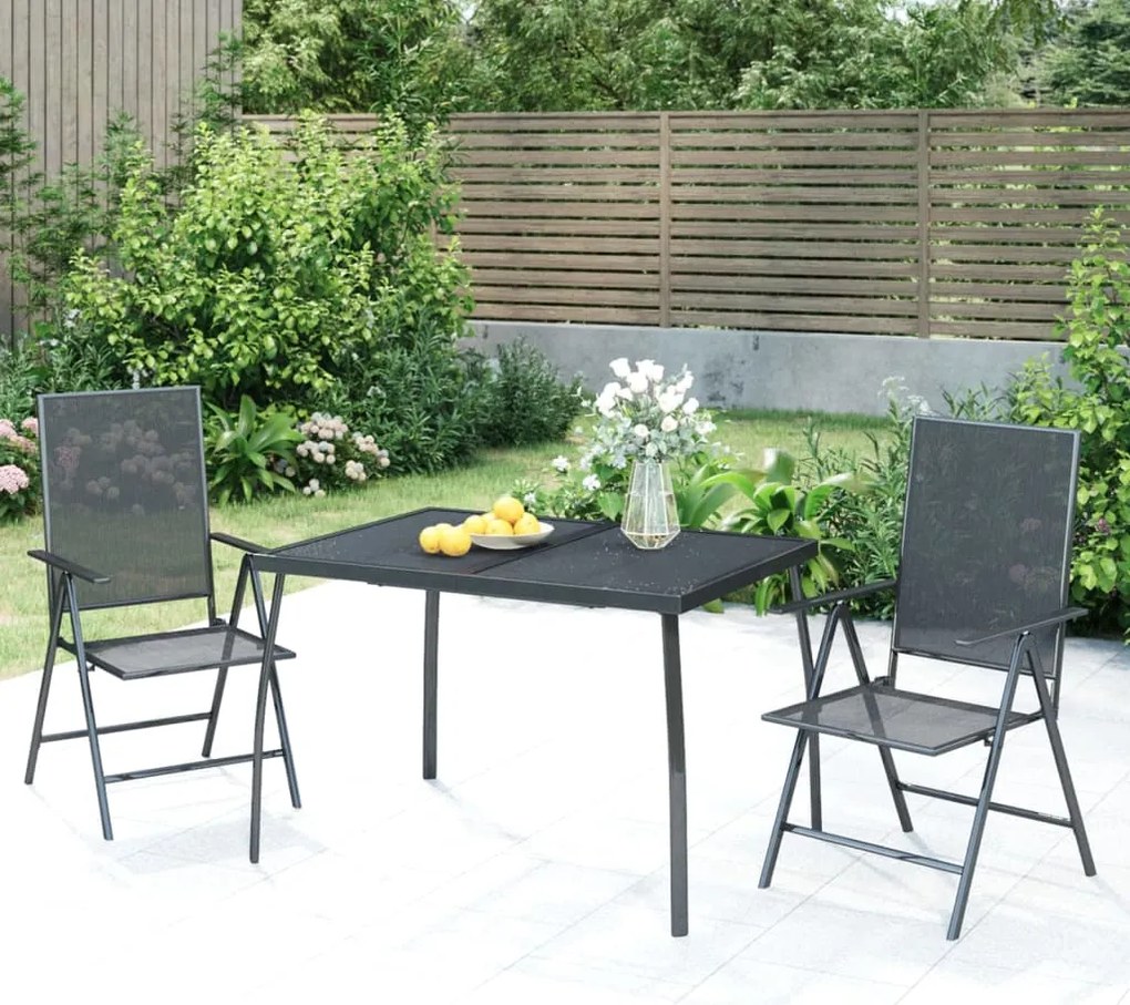 3 pcs conjunto de jantar para jardim aço antracite