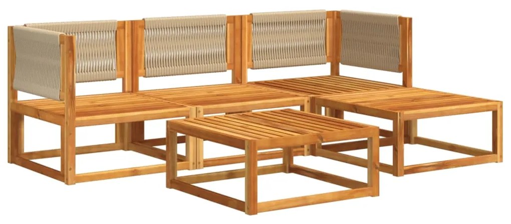 5 pcs conjunto de sofás de jardim com almofadões acácia maciça