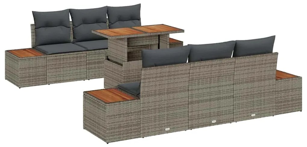 Conjunto de Sofás de Jardim com 7 Peças e Almofadas em Rattan Sintétic