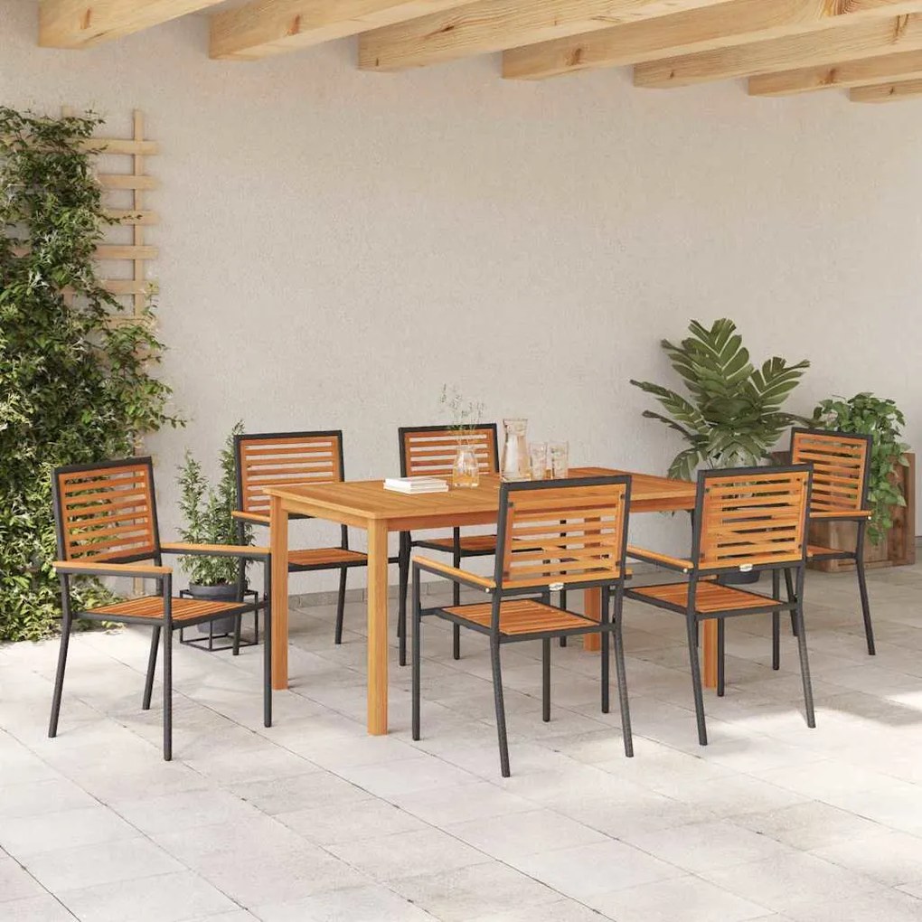 Conjunto de Jantar de Jardim 7 pcs Preto 150 x 90 x 74 cm