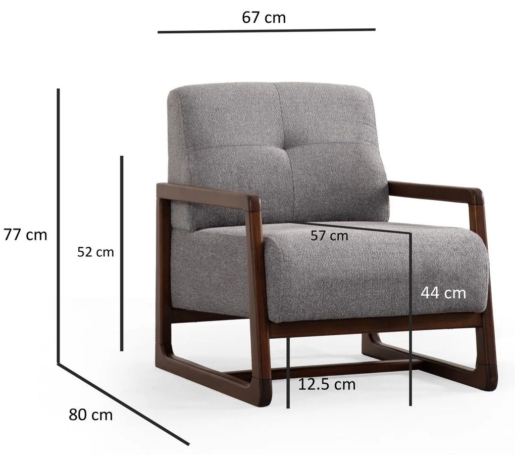 Cadeirão Athena – Cinzento Claro – 67x77x80 cm