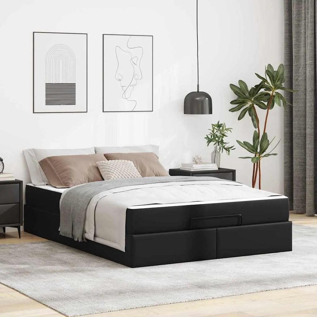 vidaXL Estrutura de cama com colchão Outros Preto 140 x 200 cm