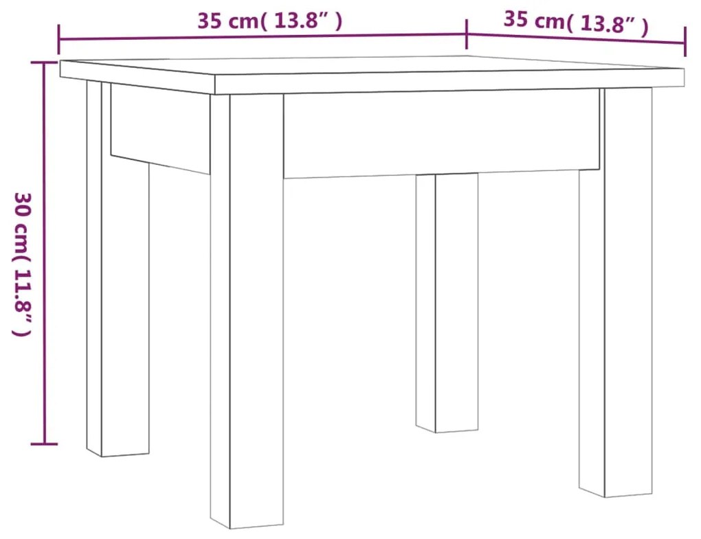 Mesa de centro 35x35x30 cm pinho maciço branco