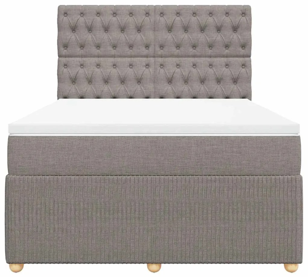 Cama com molas/colchão 140x200 cm tecido castanho-acinzentado