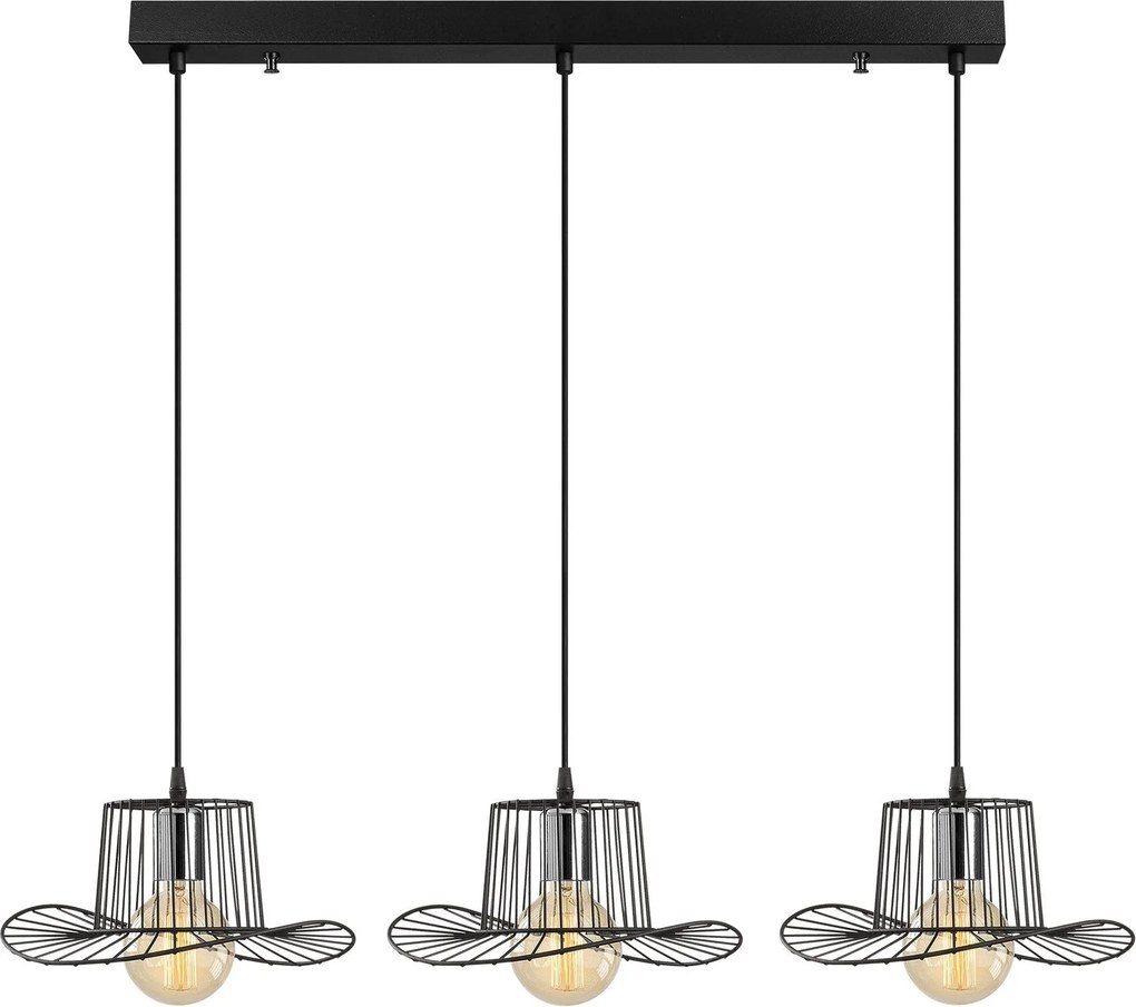 Candeeiro de Teto Tel – Preto – 100 x 30 cm
