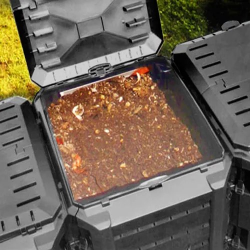Compostor rápido plástico 1600L 261x72x83cm Preto