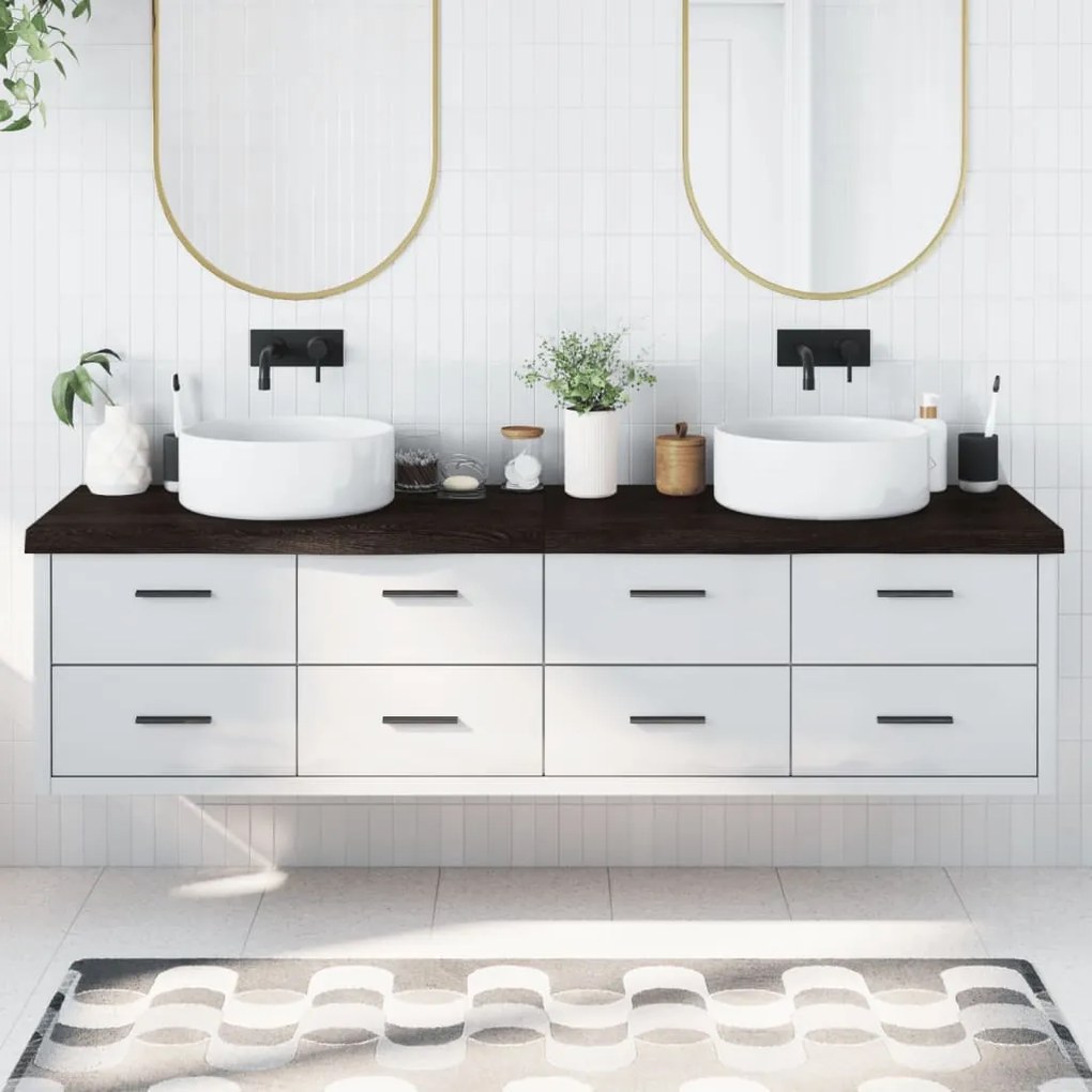 vidaXL Bancada p/ WC 200x60x(2-6)cm madeira tratada maciça castanho