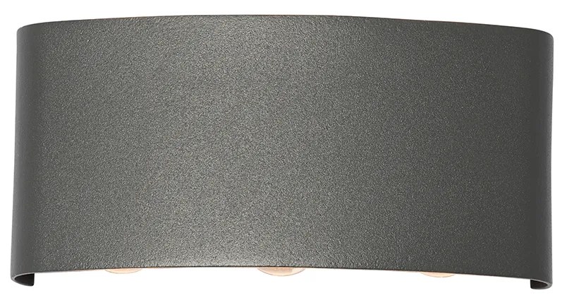 Candeeiro de parede exterior cinzento escuro com LED 6 luzes IP54 - Silly