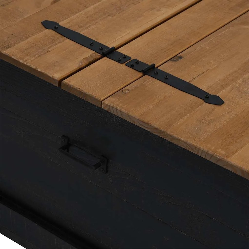Caixa de arrumação HALDEN 91x91x47 cm pinho maciço preto