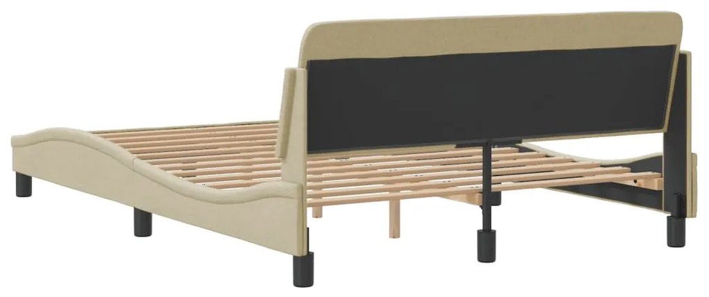 Estrutura de cama sem colchão 140x200 cm tecido cor creme