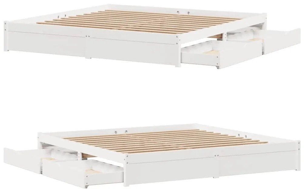 Cama sem colchão 200x200 cm madeira de pinho maciça branco