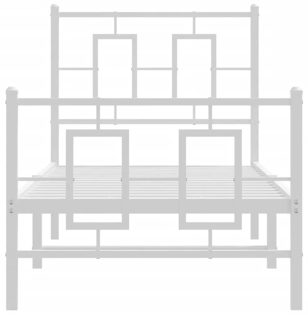 Estrutura de cama com cabeceira e pés 75x190 cm metal branco