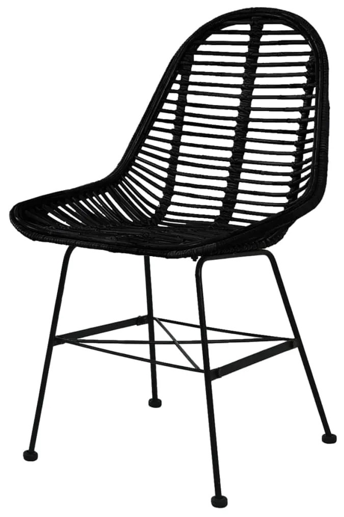 Cadeiras de jantar 6 pcs vime genuíno preto