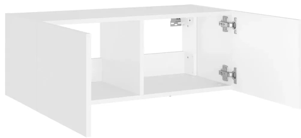 Móvel de parede para TV com luzes LED 80x35x31 cm branco