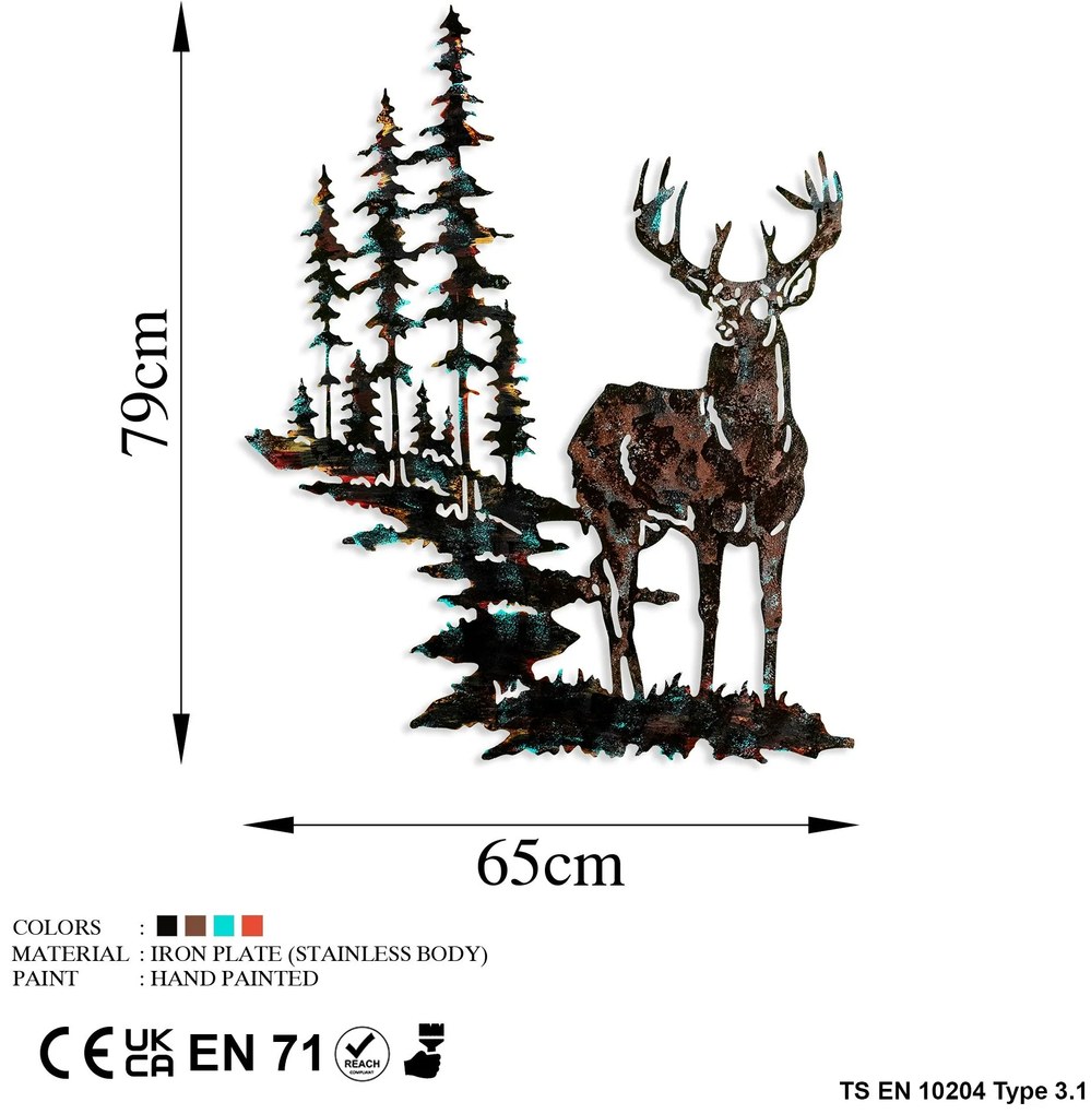 Acessório Decorativo de Parede Deer – Multicolor – 65 x 79 cm