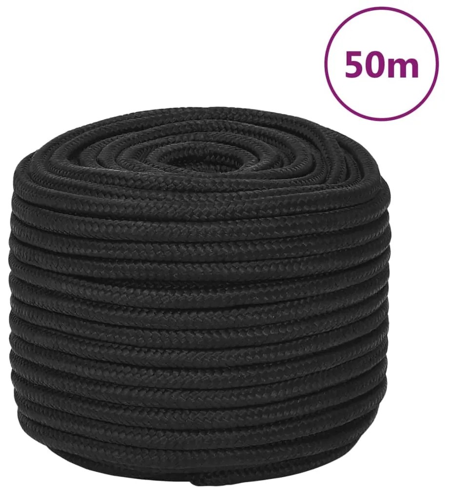 Corda de barco 12 mm 50 m polipropileno preto completo